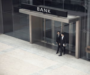 Bank with people